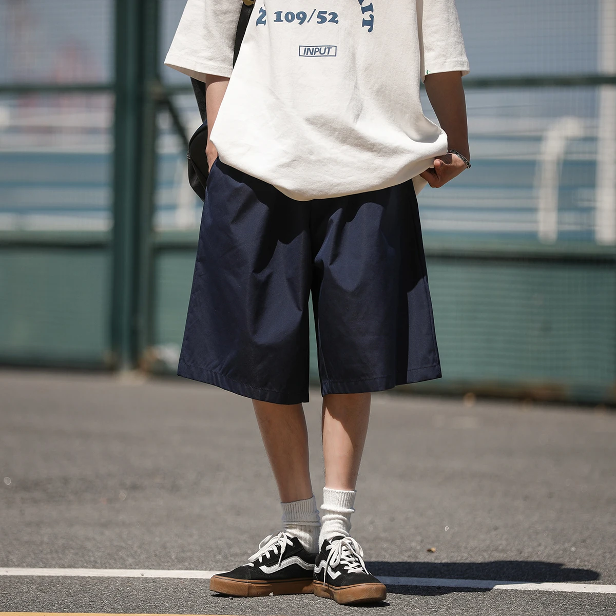 

Loose Straight Leg Men's orts Summer Casual Vintage Outerwear Five-Quarter Length Workwear Sle Qui Dry Non-Ironed