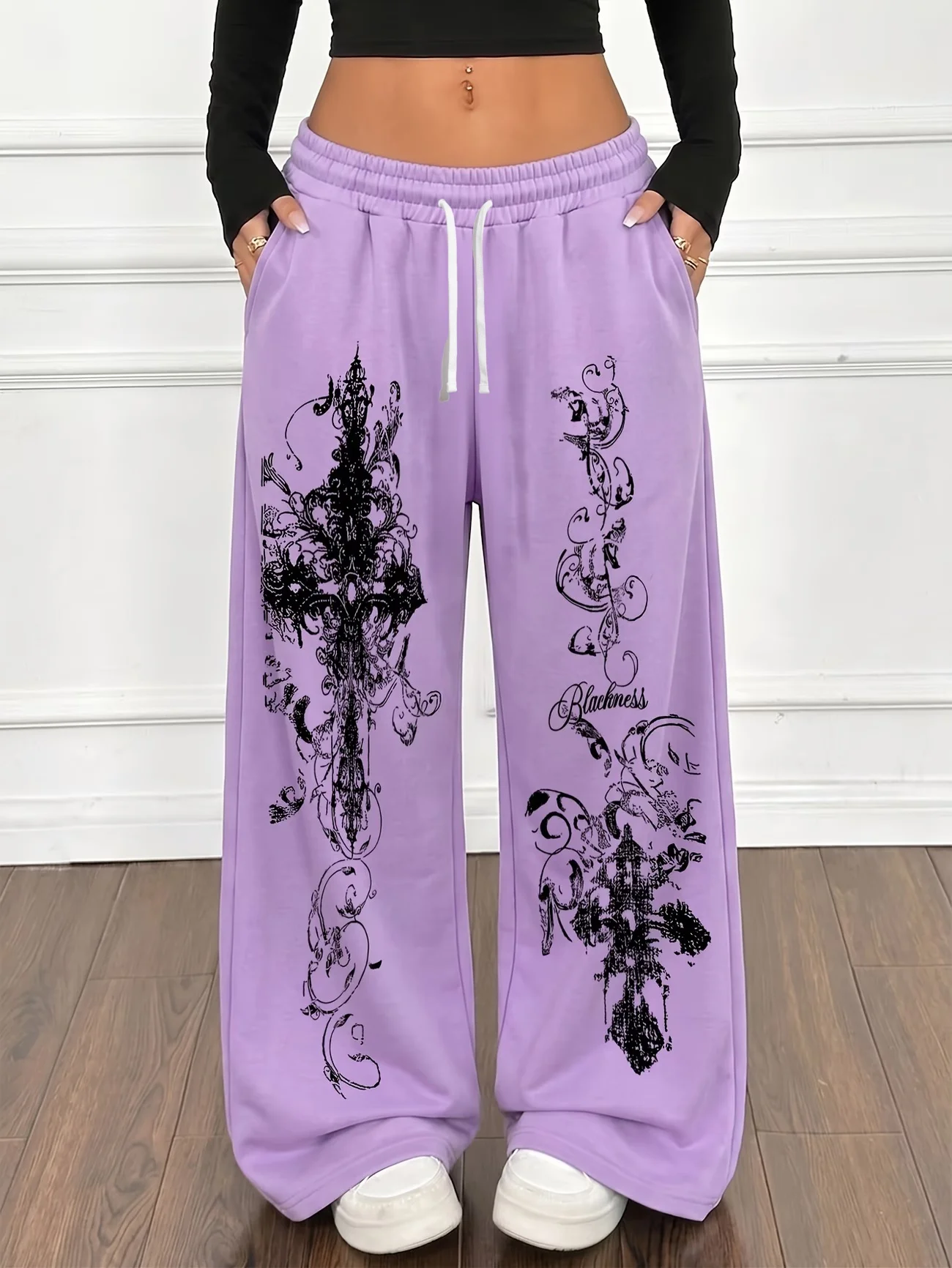 2026 Trendige Y2K Gothic-Hosen mit Dornen-Print für Männer und Frauen, Retro-Rock-Straight-Hosen, Modische Streetwear-Freizeithosen – Detail 12