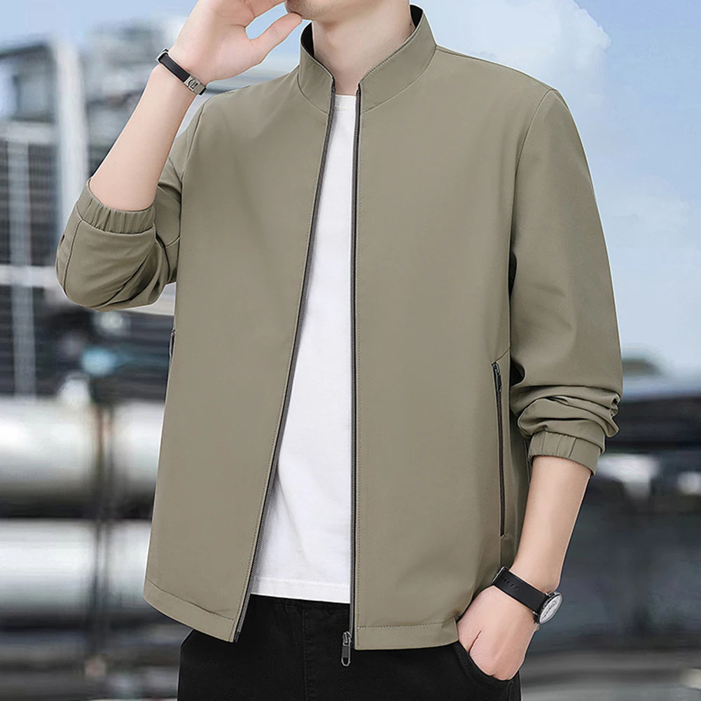 Men's Long Sleeve Solid Color Casual Workwear Coat Base Layer Jacket Perfect for Layering in Cool Weather and Work Environments