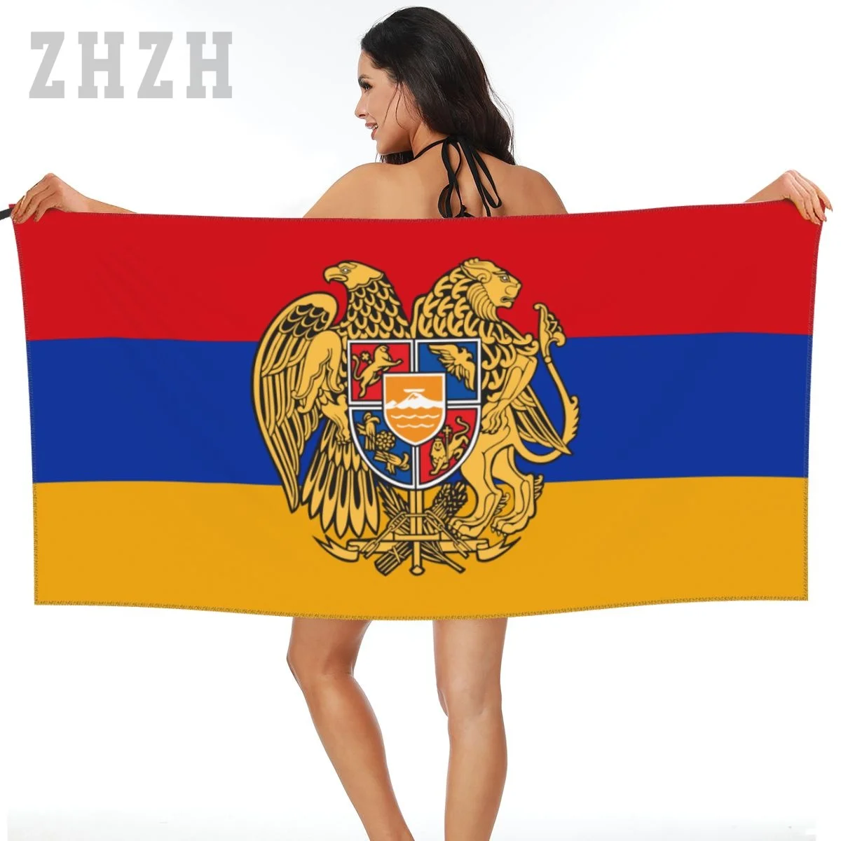 More Design Armenia Flag Emblem Bath Towel Quick dry Microfiber Absorbing Soft Water Breathable Beach Swimming Bathroom