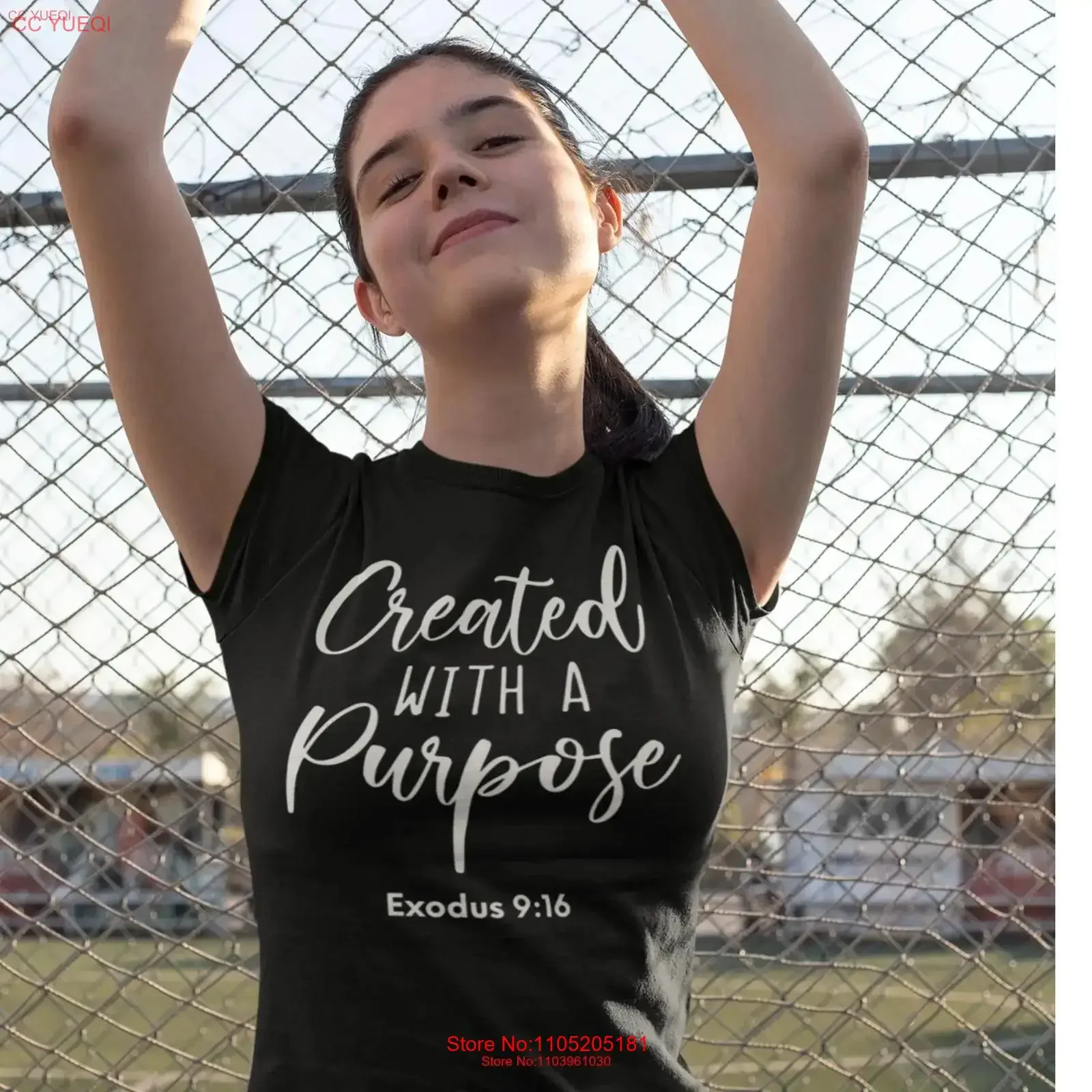 Created with a Purpose Motivational Christian T Shirt Clothing Women Jesus ChrisT Bible Verse vintage Washed Casual Slightly
