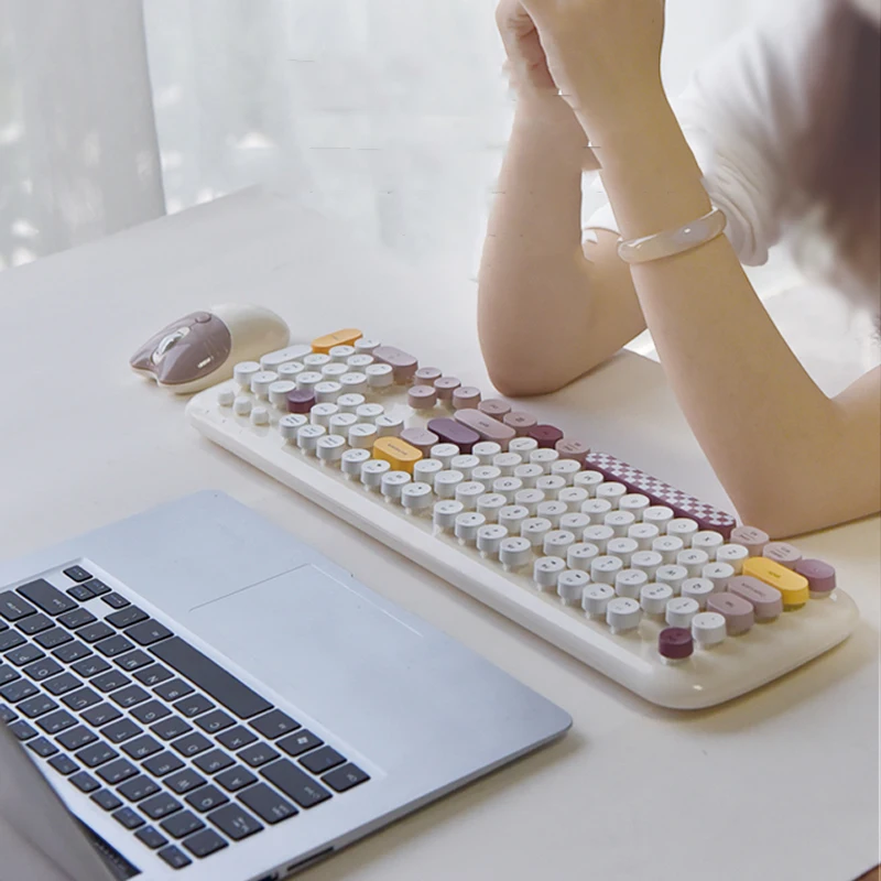 Kawaii 2.4G Wireless Keyboard And Mouse Combo Silent Cute Girl Gamer Keypad Gaming Keyboard For Laptop PC Computer Desktop Gift