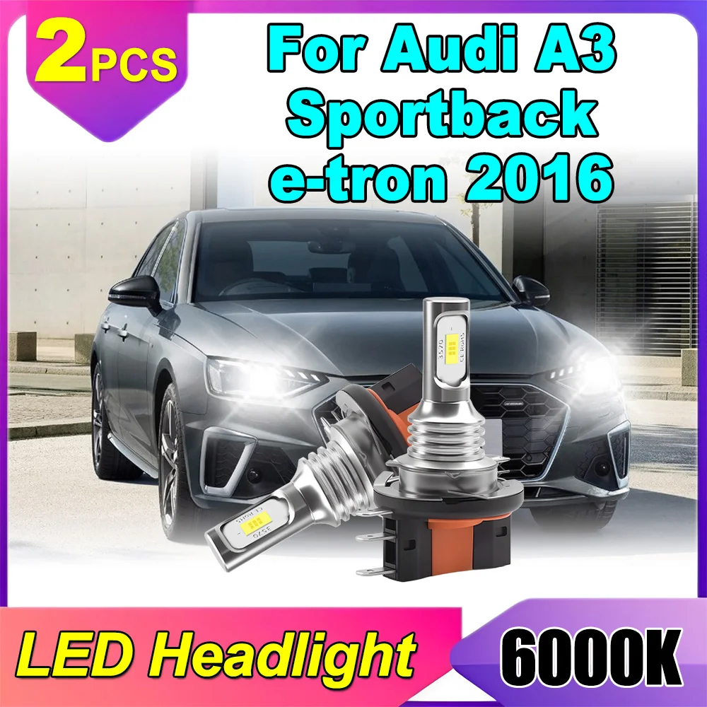 

2pcs LED Headlight H15 Car Bulbs 6000K White Super Bright 20000LM High Power 3570 CSP Chips For Audi A3 Sportback e-tron 2016