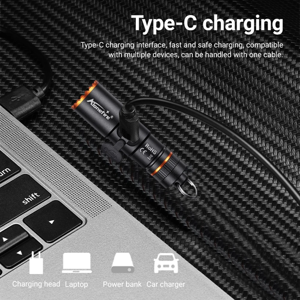 Mini Zoom EDC Cool Neck Small Flashlight USB Rechargeable Torch Outdoor Camping Hiking Emergency lighting backup Keychain lights