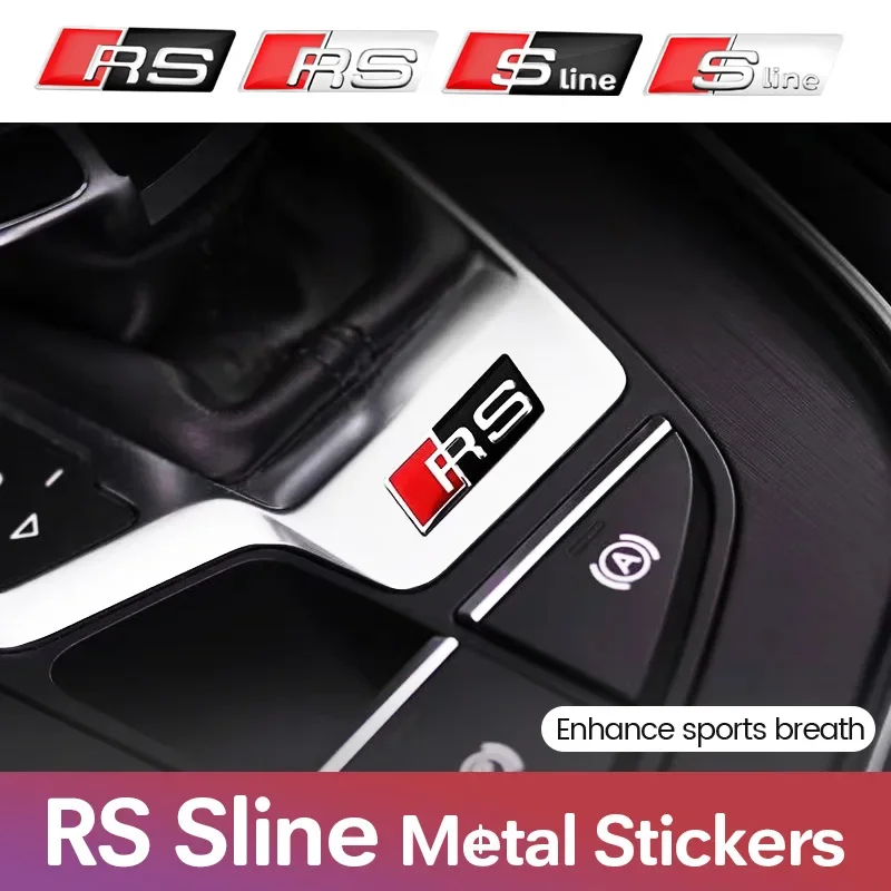 

3D алюминиевый значок SLINE RS, наклейка на руль автомобиля, авто эмблема, декоративные аксессуары для Audi A4L A6L Q5 Q7 Q3 A3 A4 Q8 Q5L