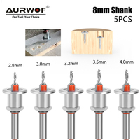 AURWOF 5pc 8mm Shank HSS Countersink Woodworking Router Bit set Milling Cutter Screw Extractor Remon Demolition