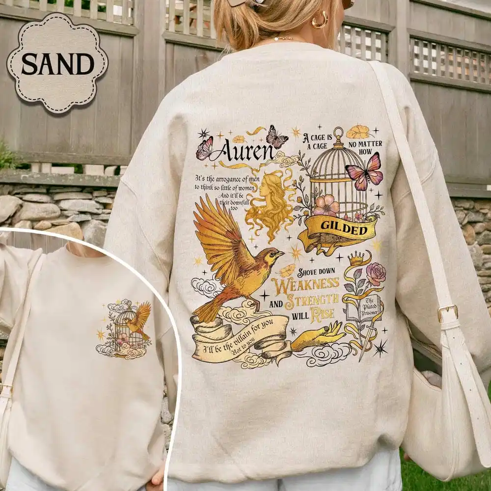 Überzogenes Prisoner Book Sweatshirt Auren & Slade Gild Cage Pullover Damen Vintage Langarm Rundhals-Fleece-Sweatshirt Lässig