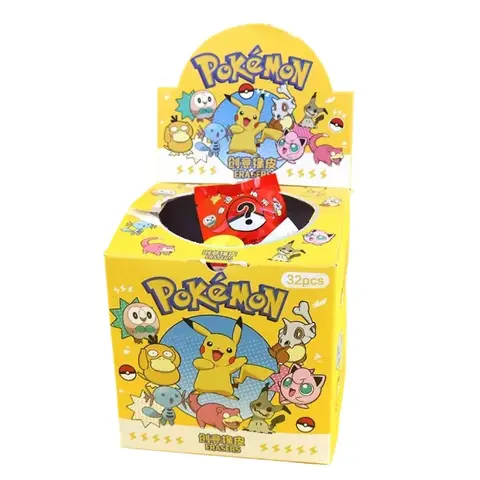 32Pcs Pokémon Pikachu Blind Bag Erasers Cartoon Collectible Eraser Toys Action Figures Surprise Draw Fun Stationery Kids Gift