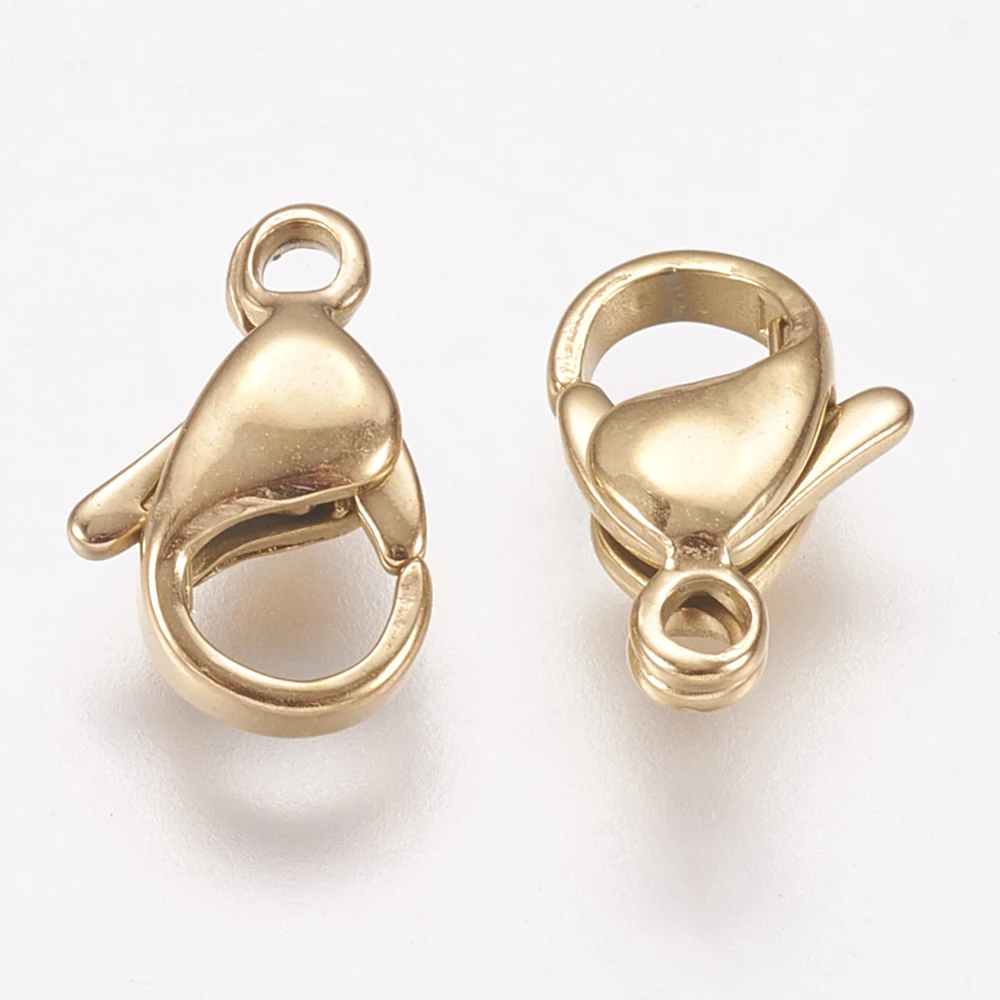 Ion Plating(IP) 304 Stainless Steel Lobster Claw Clasps Parrot Trigger Clasps Golden 11x7x3.5mm