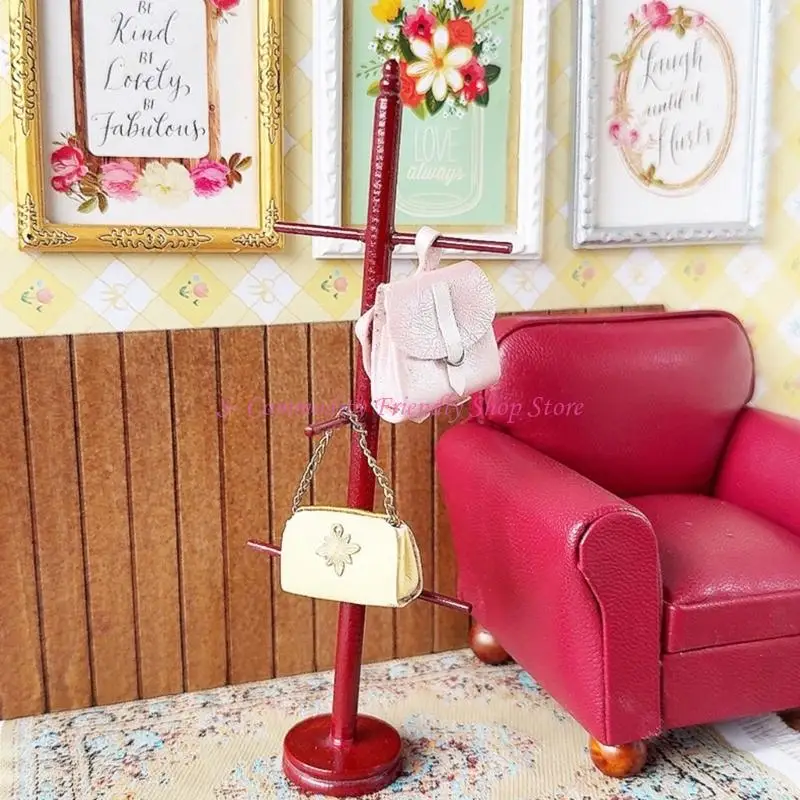 85AE Antique 1/12 Nhà Búp Bê Móc Nhà Tổ Chức Đồ Nội Thất Thu Nhỏ Giá Áo Tượng