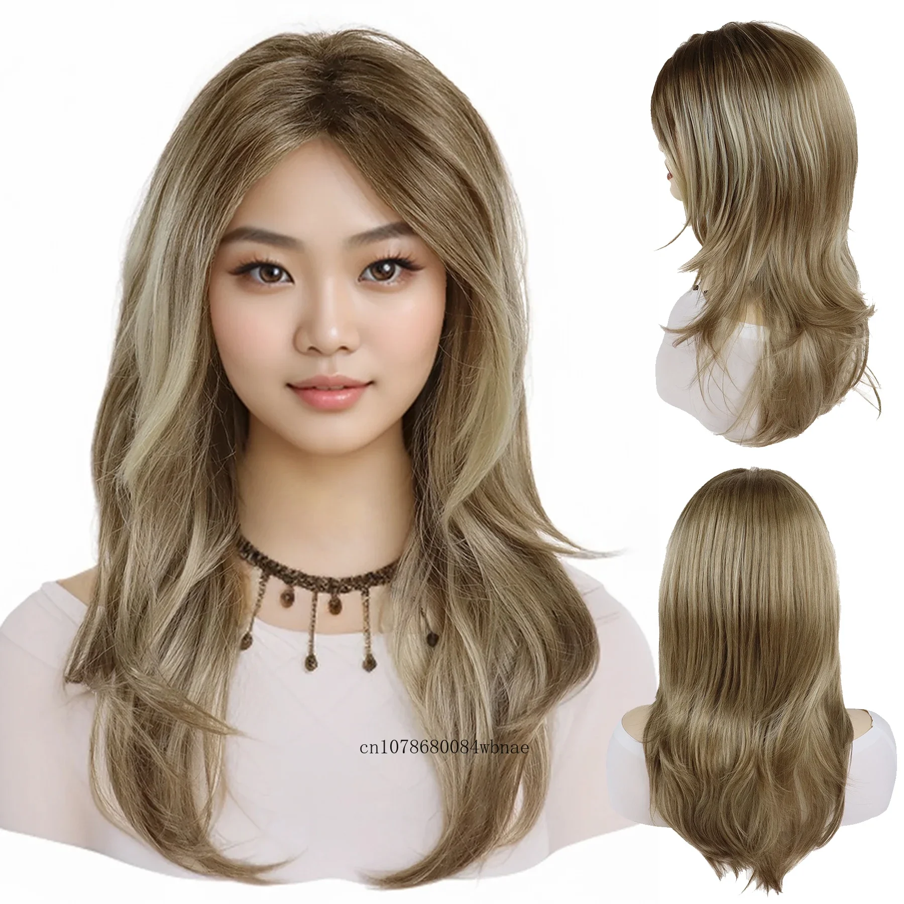 

Смешанный светлый парик для женщин, синтетические волосы, 22-дюймовые длинные волнистые парики, натуральный вид, термостойкий парик, повседневный костюм для вечеринки, косплей