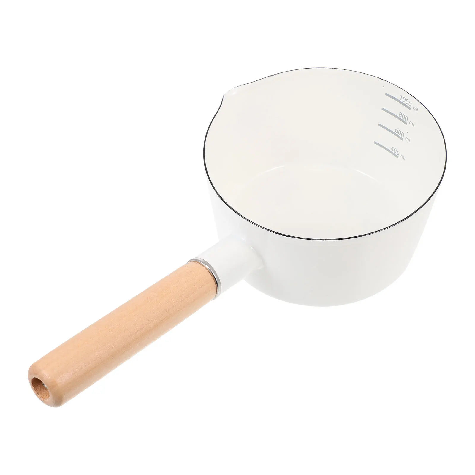 

Household Enamel Milk Pot with Wooden Handle Multi-Function Instant Noodle Pot Complementary Food Saucepan Heat-Resistant