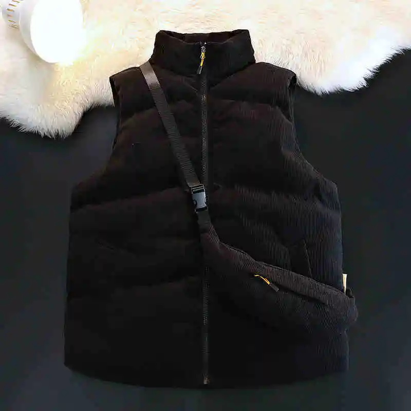 

Men's Autumn Winter Corduroy Vest Youth Standing Collar Thickened Warm Stylish Blazer​