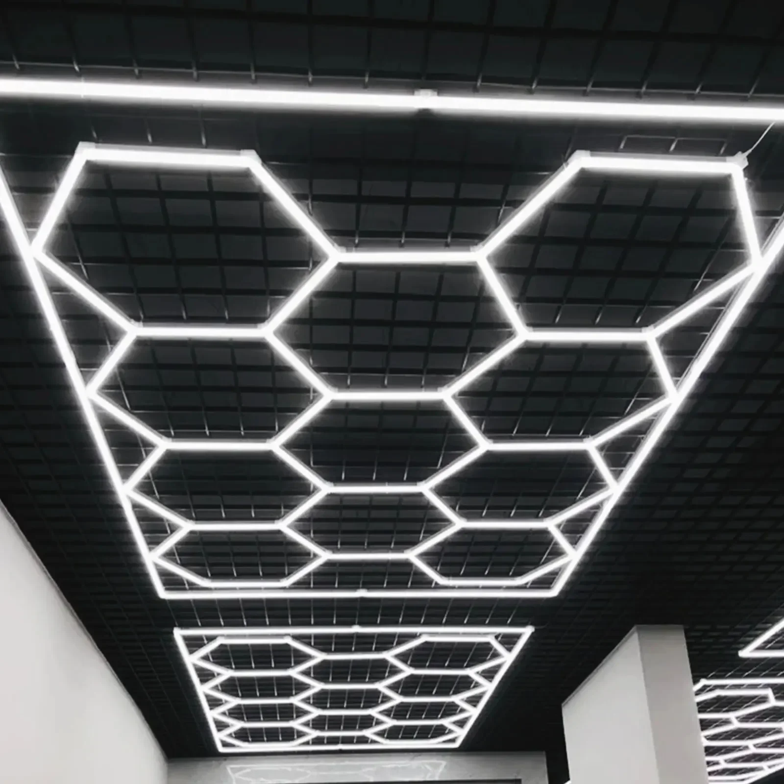 Garaż Hexagon Light Lamp Barber Shop Honeycomb Led Light AC85-265V Led Tube Oświetlenie sufitowe do warsztatu naprawy karoserii samochodowej