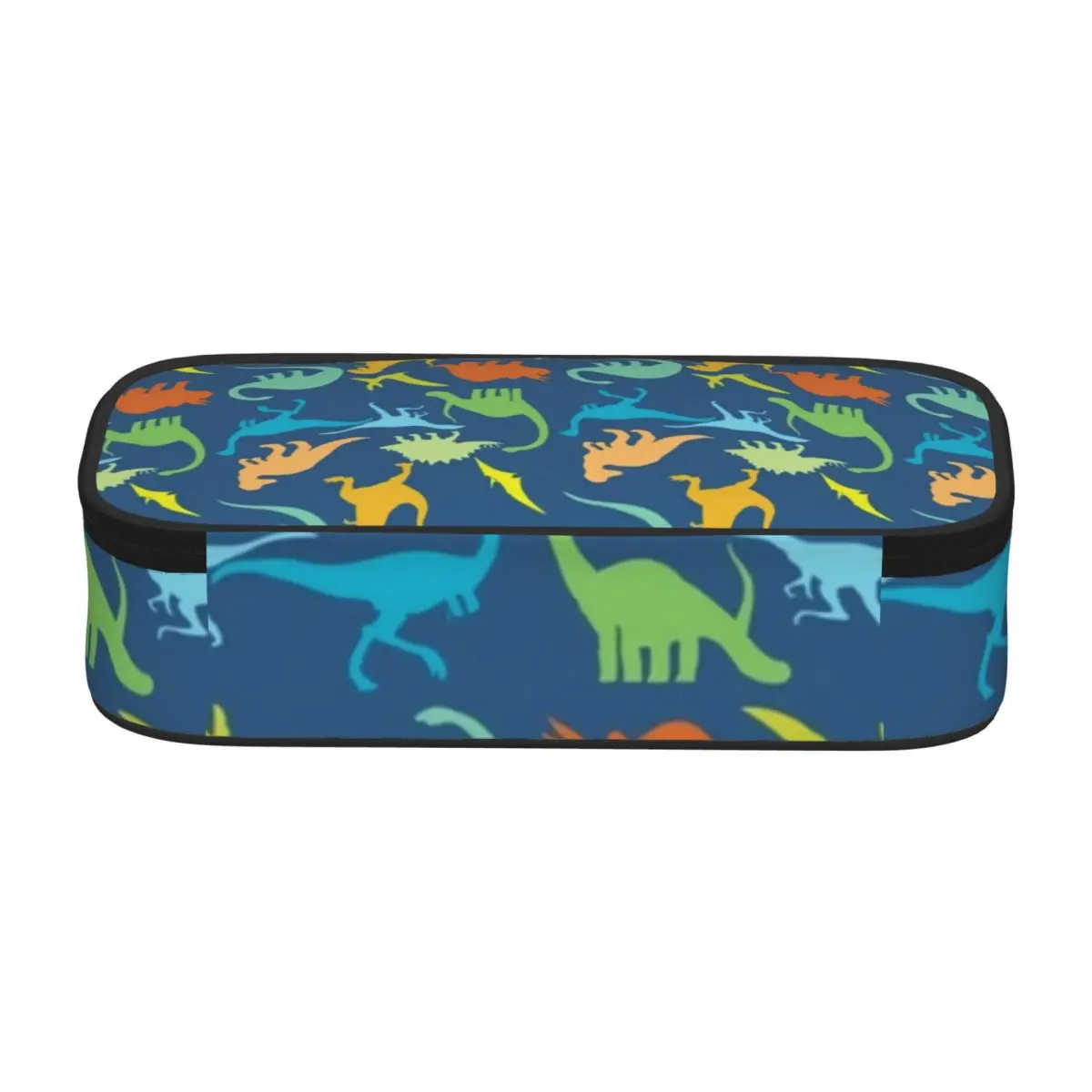 Colorful Dinosaurs Pattern Pencil Case Dinosaur Silhouette Teenager Elementary School Zipper Pencil Box Big Fashion Pen Bag