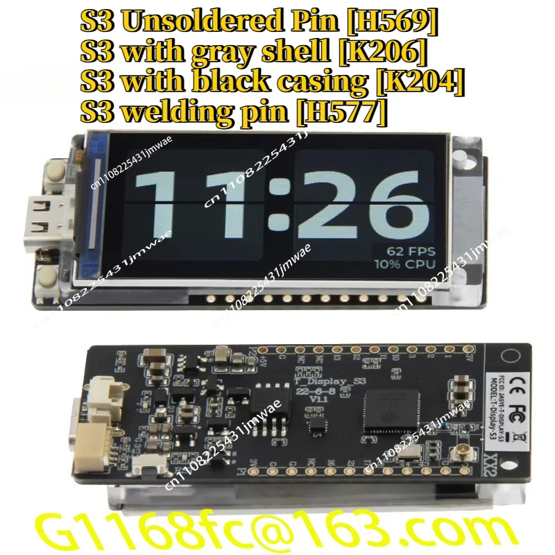 T-Display-S3 ESP32-S3 Development Board Flash 16MB Wireless Bluetooth 5.0 Wireless Module with 1.9-inch ST7789 LCD Display