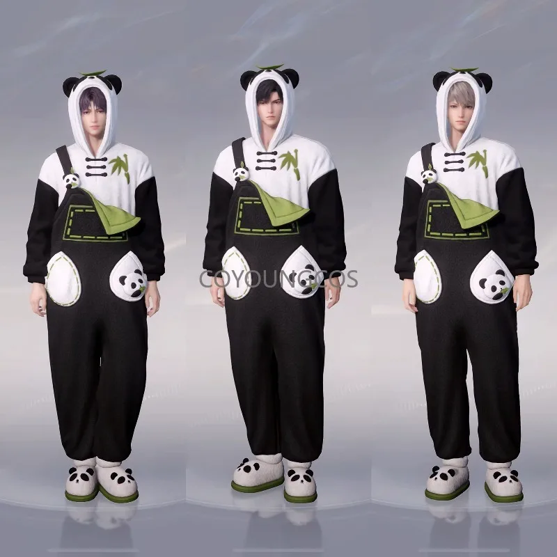 

Love and Deepspace Panda Hooded Pajamas Full Set Xavier Sylus Unisex Cosplay Sleepwear Bib Pants Anime Peripheral Gift