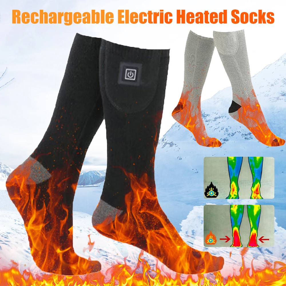 

Winter Electric Heating Socks Without Battery Men Women Thermal Heated Foot Warmer Cold-Proof Warm Long Socks for Outdoor Skiing