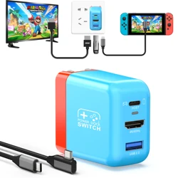 Switch Dock Charger for Nintendo Switch / OLED Portable TV Docking Station 4K@60Hz HDMI USB2.0 PD for Macbook iPad Pro Samsung