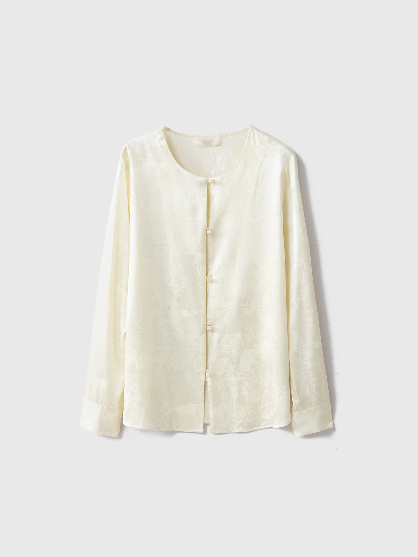 

Женский шелковый кардиган Ele Long Sve с круглым вырезом, роскошной вышивкой и цветочным мотивом, прямого кроя, для дома