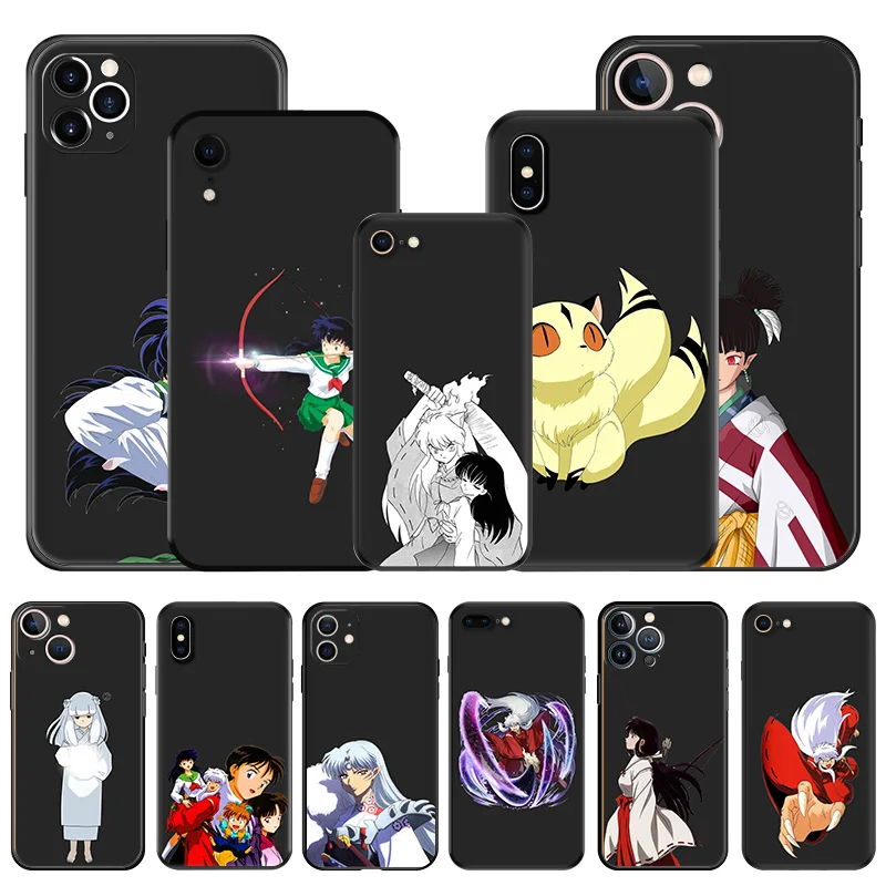 Soft Phone Cases For iphone 16 15 14 13 12 11 Pro XS Max Mini XR 7 8 Plus 16ProMax Inuyasha Cute Sesshoumaru Black Matte Cover