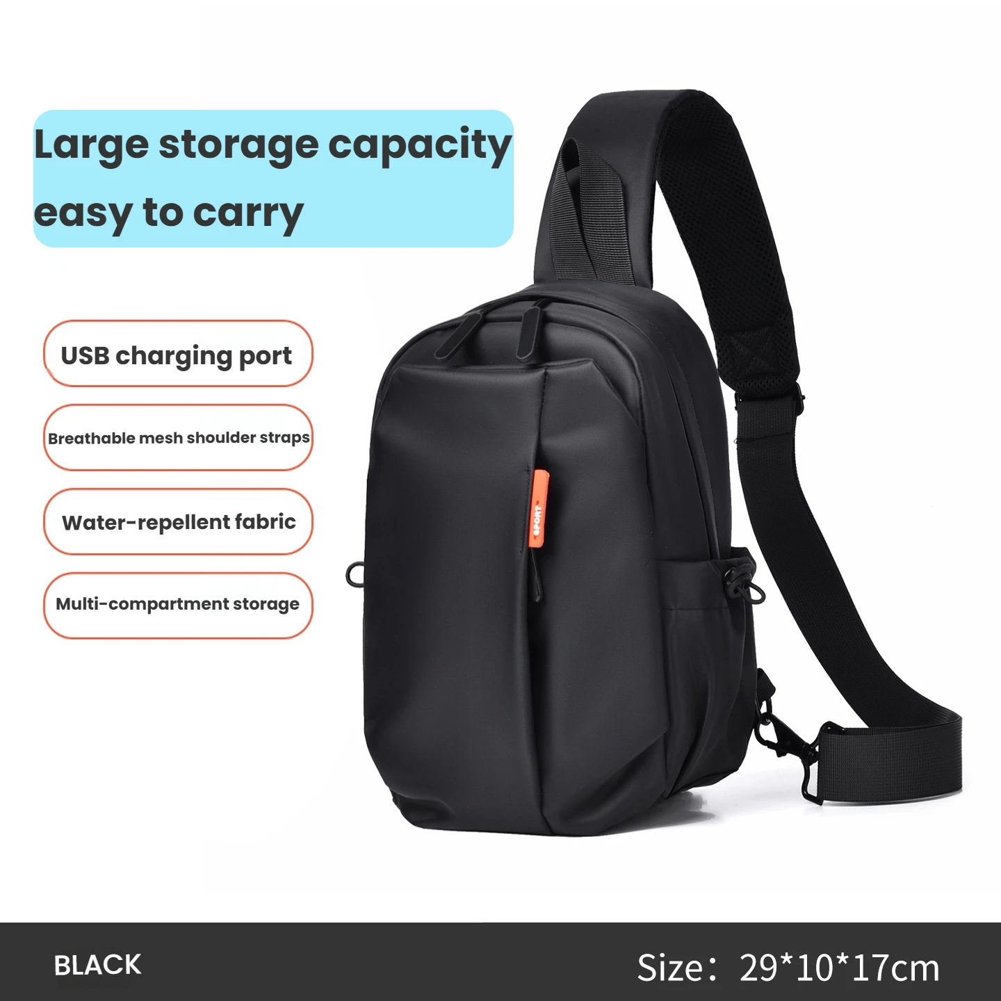 

Casual Men's Chest Bag, Large Capacity Durable And Wear-resistant Men's Sling Bag, Travel And Cycling Men's Shoulder Bag