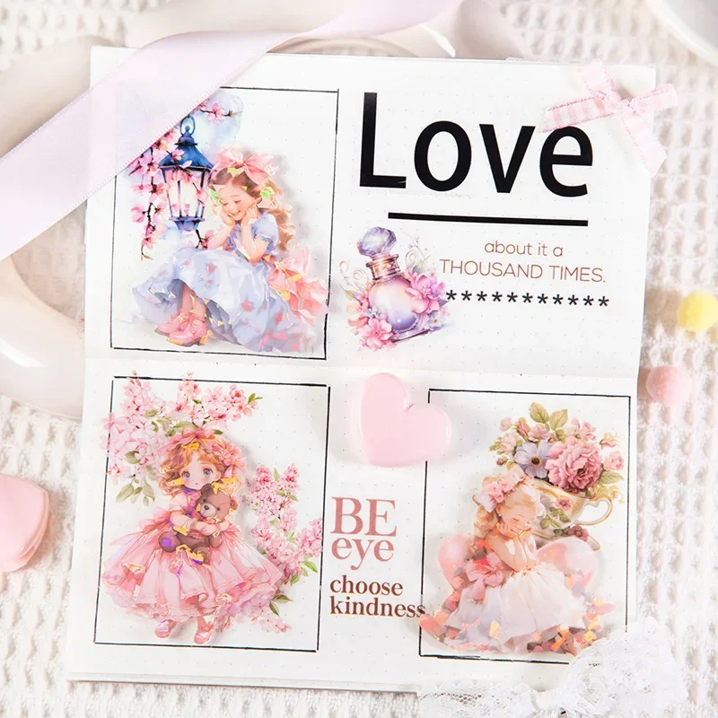10Sheets Character Sticker Cute girls Material Stickers Strawberry Sweetheart Decorative Package Scrapbook cut Supplies 138*90mm