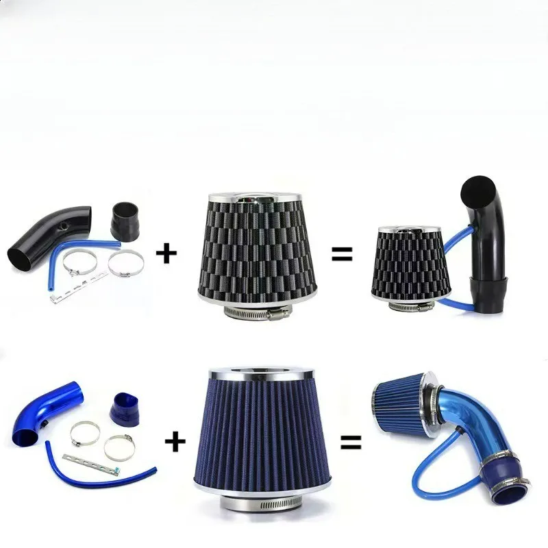 Sistem Intake Udara Dingin Universal TCYATO 76mm untuk Balap Mobil - Kit Pipa Induksi Turbo Aluminium dengan Filter Udara Kerucut