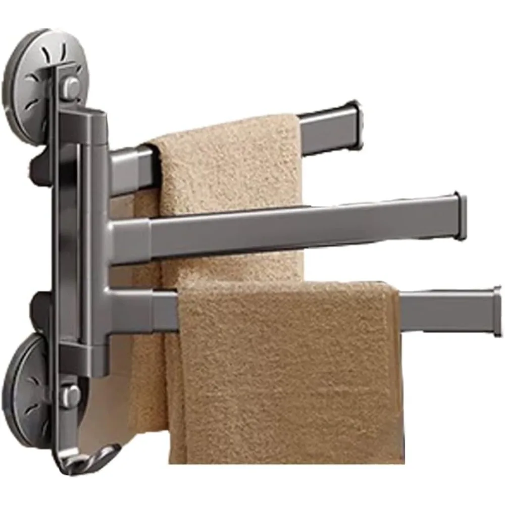 

Вращающийся вешалка для полотенец, вращающаяся вешалка для полотенец на присоске, настенный алюминий, нержавеющий, 270 ° Вращение, без дырокола, подходит для