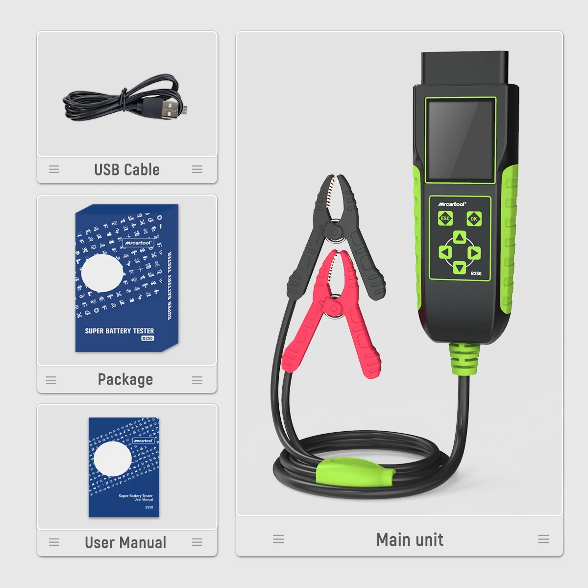 MRCARTOOL B250 سيارة سوبر جهاز اختبار بطارية محلل 12 فولت/24 فولت obd اختبار الجهد متعدد اللغات سيارة الكهربائية كاشف التسرب الحالي #6