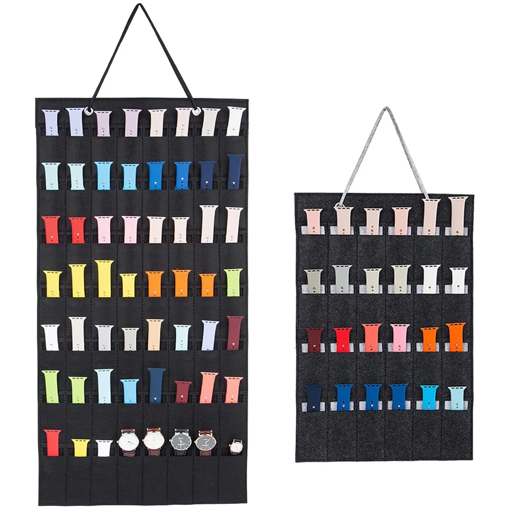 Hanging Watch Band Organizer Bag Watch Straps Storage Holder Felt Watches Strips Display Stand 24/56 Slots Compatible All Series