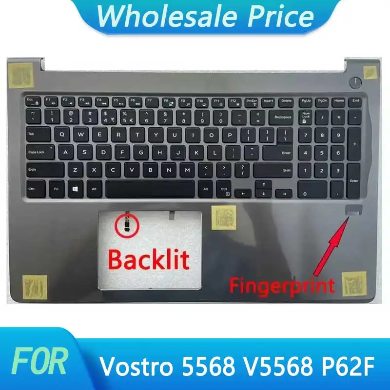 Original New US Backlit Keyboard For Dell Vostro 5568 V5568 P62F With Palmrest Upper Cover Case Without Touchpad