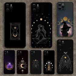 Witches moon Tarot Mystery Totem Phone Case For Apple iPhone 15,14,13,12,11,Pro,X,XS,Max,XR,Plus,Mini Soft Black Cover