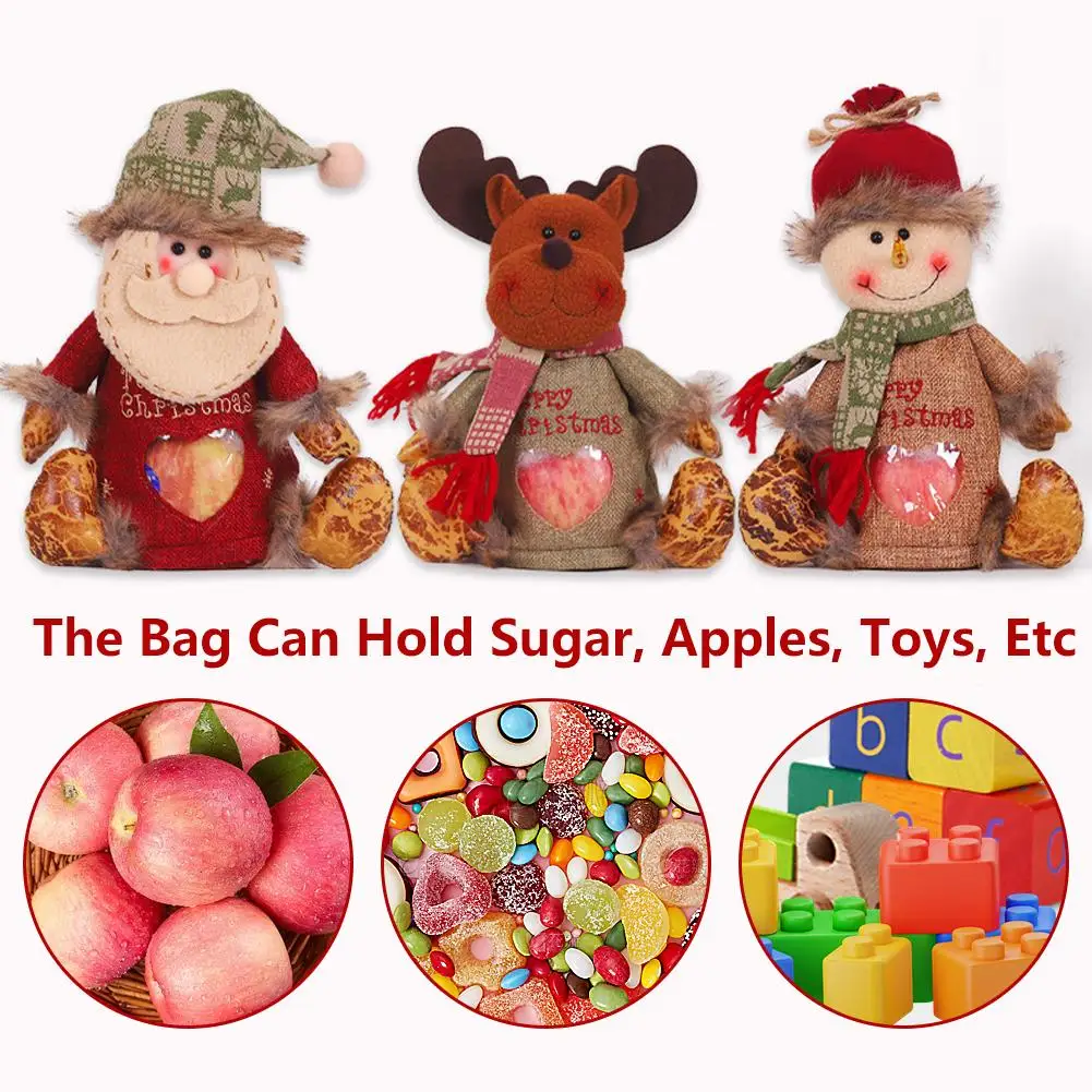 Christmas Gift Bag Linen Zipper Love Apple Bag Creative Gift Candy Bag Doll Bag Children G7J5