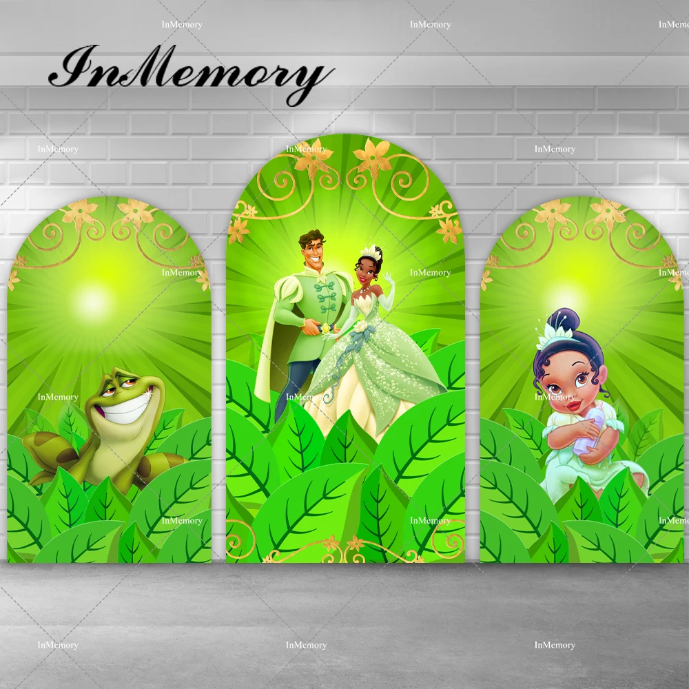 Green Baby Tiana and the Frog Arch Backdrop Princess Girls Birthday Chiara Wall Party Decoration Fairy Tale Arched Background