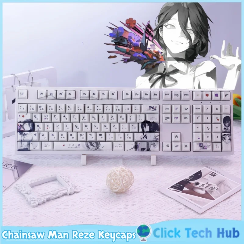 

Chainsaw Man Reze PBT Keycaps Japanese Anime Cartoon Custom Keycap Set For Mechanical Keyboard Otaku Gamers Gaming Accessories