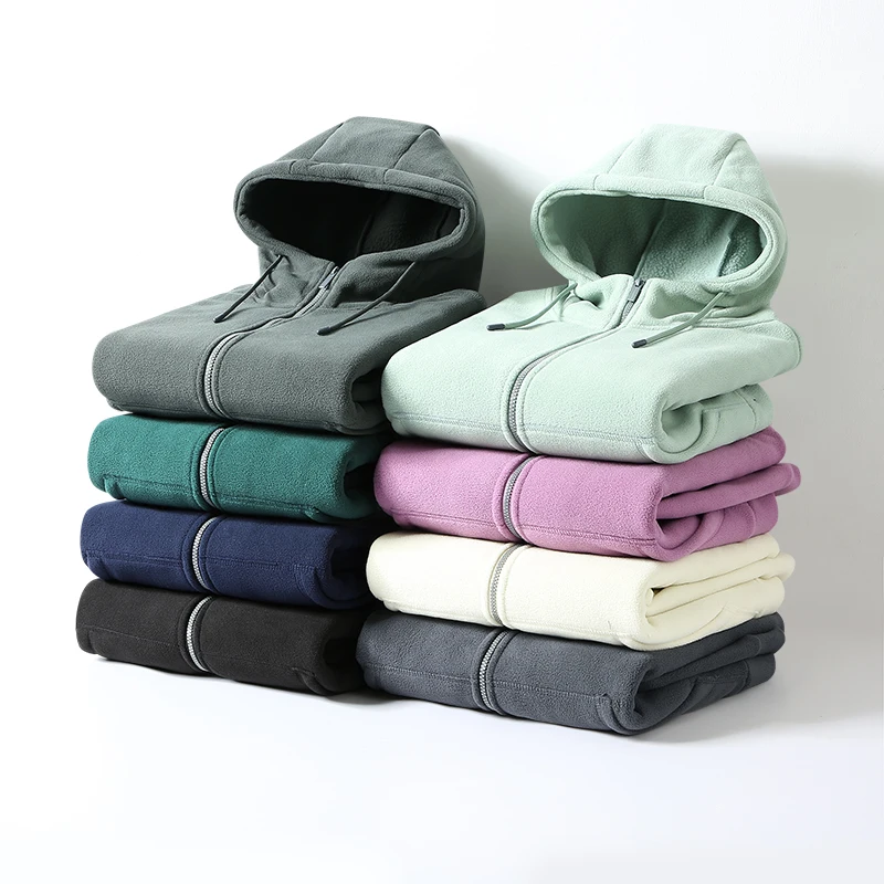 

Couple Outdoor Running Jacket Men's Hoodie Warm Cardigan Sweatshirt, Men's Double-sided Fleece Versatile Autumn and Winter Coat