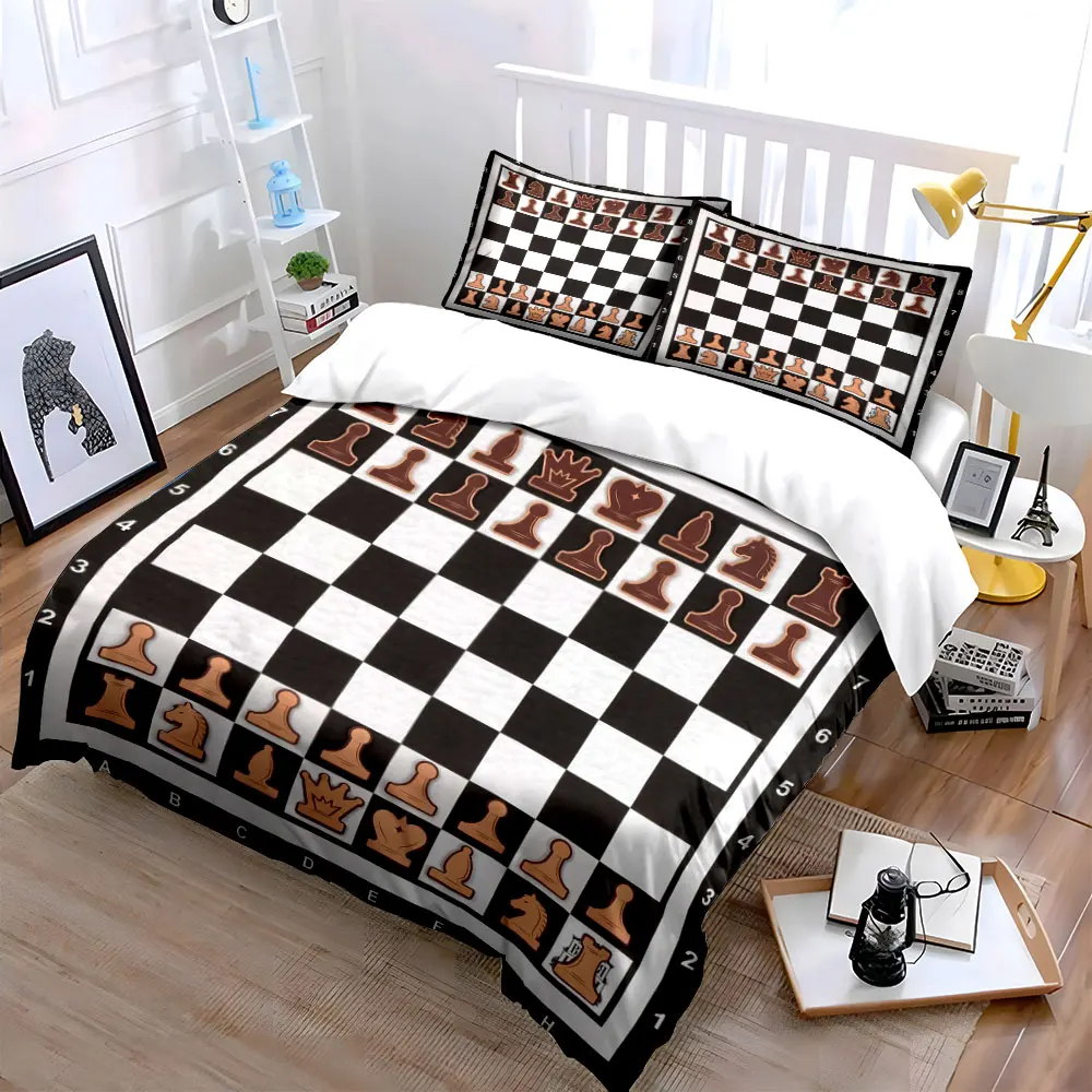 

"Magnetic Chess Set for Learning" Soft Skin-Friendly Bedding Set Includes 1 Duvet Cover And 2 Pillowcase, Gift