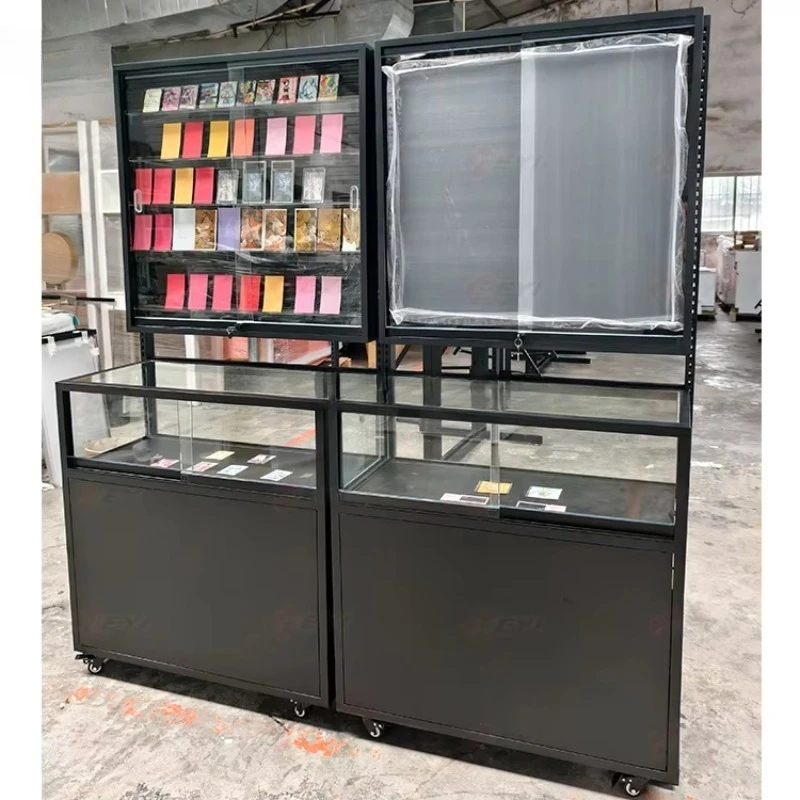 مصنع واضح الاكريليك المعادن بطاقة التداول عرض خزانة تحصيل البيسبول بطاقة رياضية حالة الاكريليك والمعادن عرض الرف #5