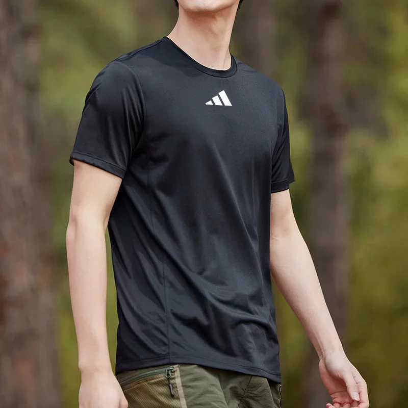 Camiseta Adidas de manga curta para homens - roupa esportiva de verão, para corrida e treino físico, top casual respirável