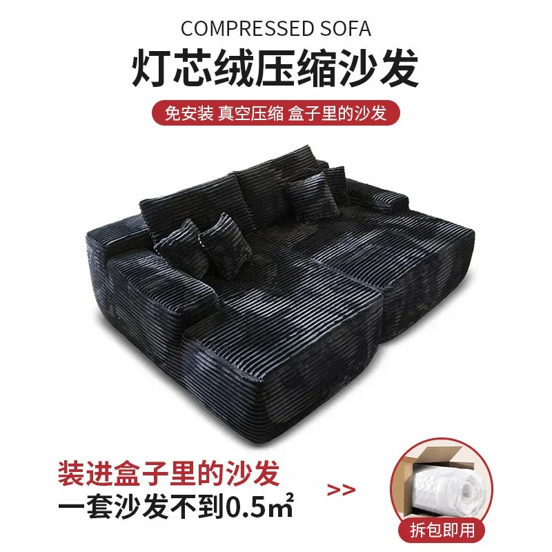 Divano a compressione, semplice imbottitura in spugna antivento, morbido sedile ampio profondo nel soggiorno, superficie in velluto a coste, poltrona reclinabile pigra