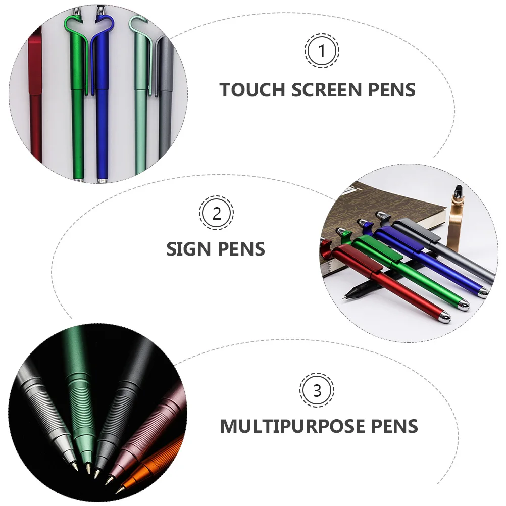 

12 pcs Screen Pens Gel Pens 0.5mm Cellphone Stand Black Gel Refillable Phone Stand Stylus Notebook Clip