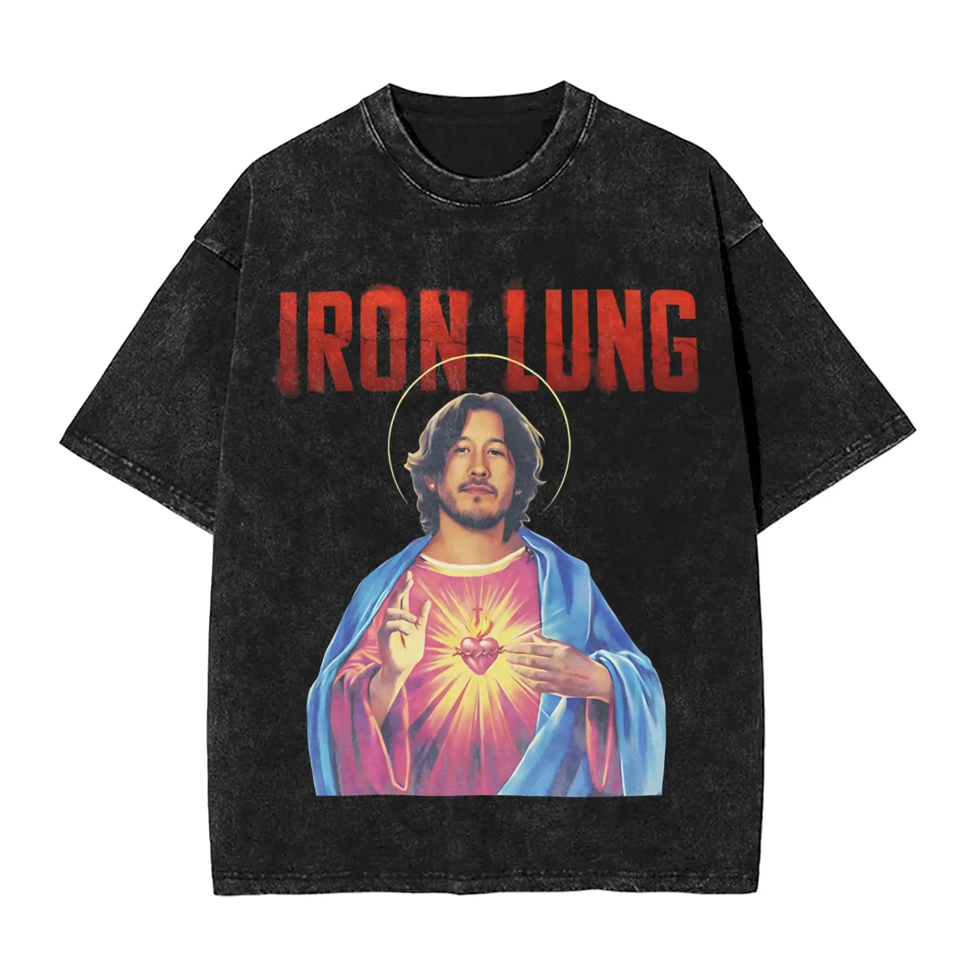 Iron Lung Markiplier Movie 2026  Outfit Washed T Shirt for Men Women Streetwear Hip Hop T-Shirts Printed  Tees Tops Cotton