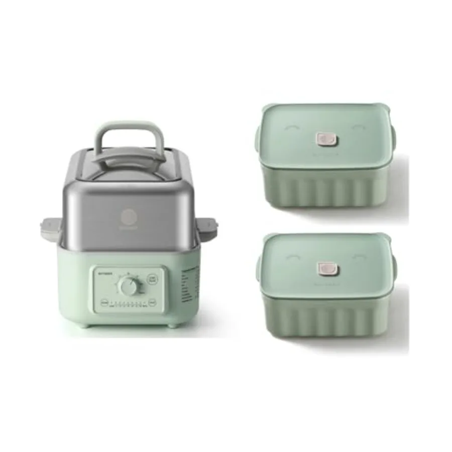 Buydeem G52 5.3 Quart Electric Food Steamer Bundle With Two Ceramic Food Storag…