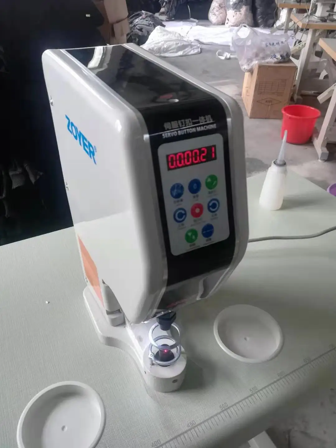 ZY828D Laser Light Servo Motor Industrial Automatic Snap Button Hole Attaching Sewing Machine