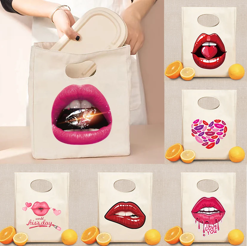 New Lunch Bag Large Capacity Daily Student Workers Insulated Lunch Bag Mouth Series Portable Camping Thermal Picnic Pouch Unisex