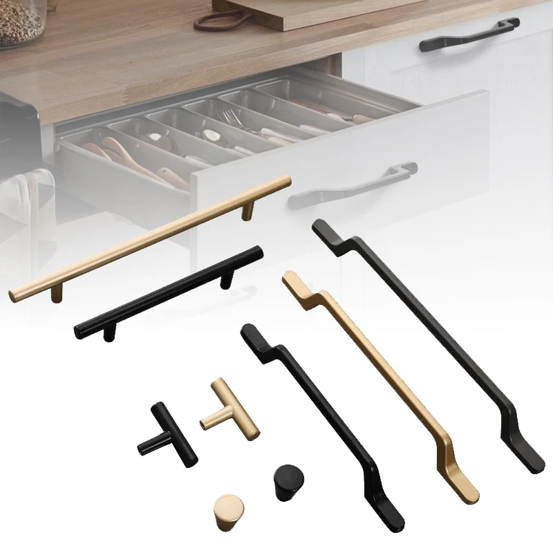 

Black Aluminum Alloy Kitchen Cabinet Handles Dresser Drawer Pulls Cupboard Wardrobe Door Knobs Furniture Handle Hardware