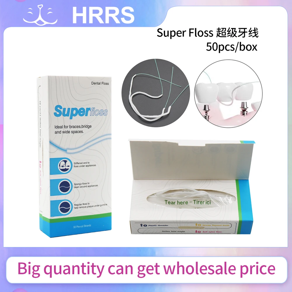 

50Pcs/Box Dental Floss Threaders Tooth Flossers For Orthodontic Braces Bridge Implant Hoop Threading Braces Oral Clean