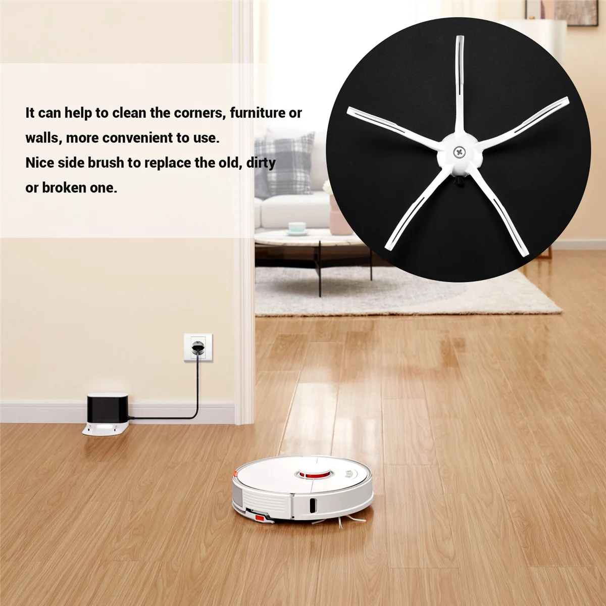 Sikat samping untuk Xiaomi Roborock S7 Max S7 Maxv T7S T7S Plus S6 S5 MAX S50 S55 E35 E2 bagian penyedot debu Robot putih