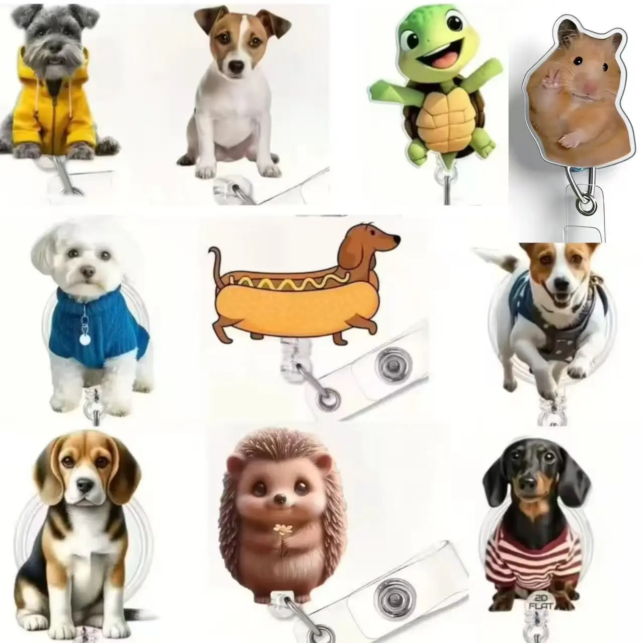 

1 шт., выдвижная катушка для значка с милой собакой и металлическим зажимом, 360 ° Поворотный крючок для медсестер / Офис / Корпоратив / Пороприятия / Офисных работников